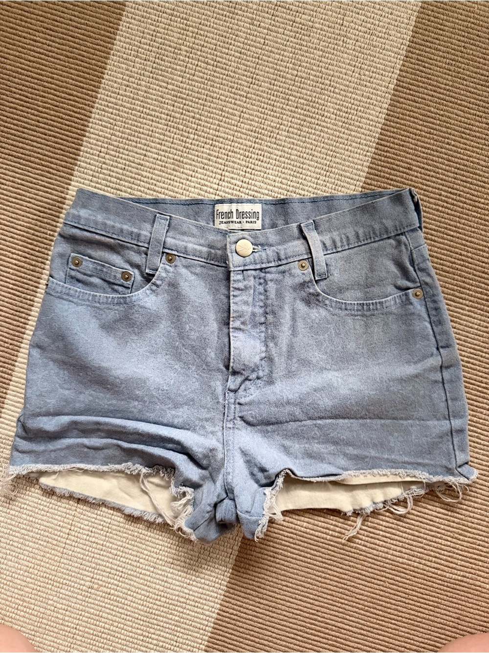 French Dressing Light Blue High-Rise Denim Cutoff Shorts